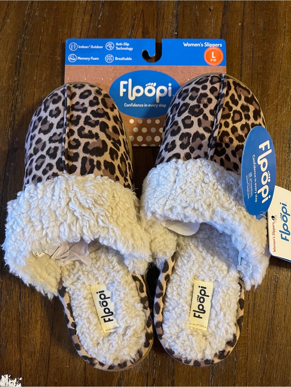 Floopi Women's Leopard Print Sherpa Lined Slippers - Brown